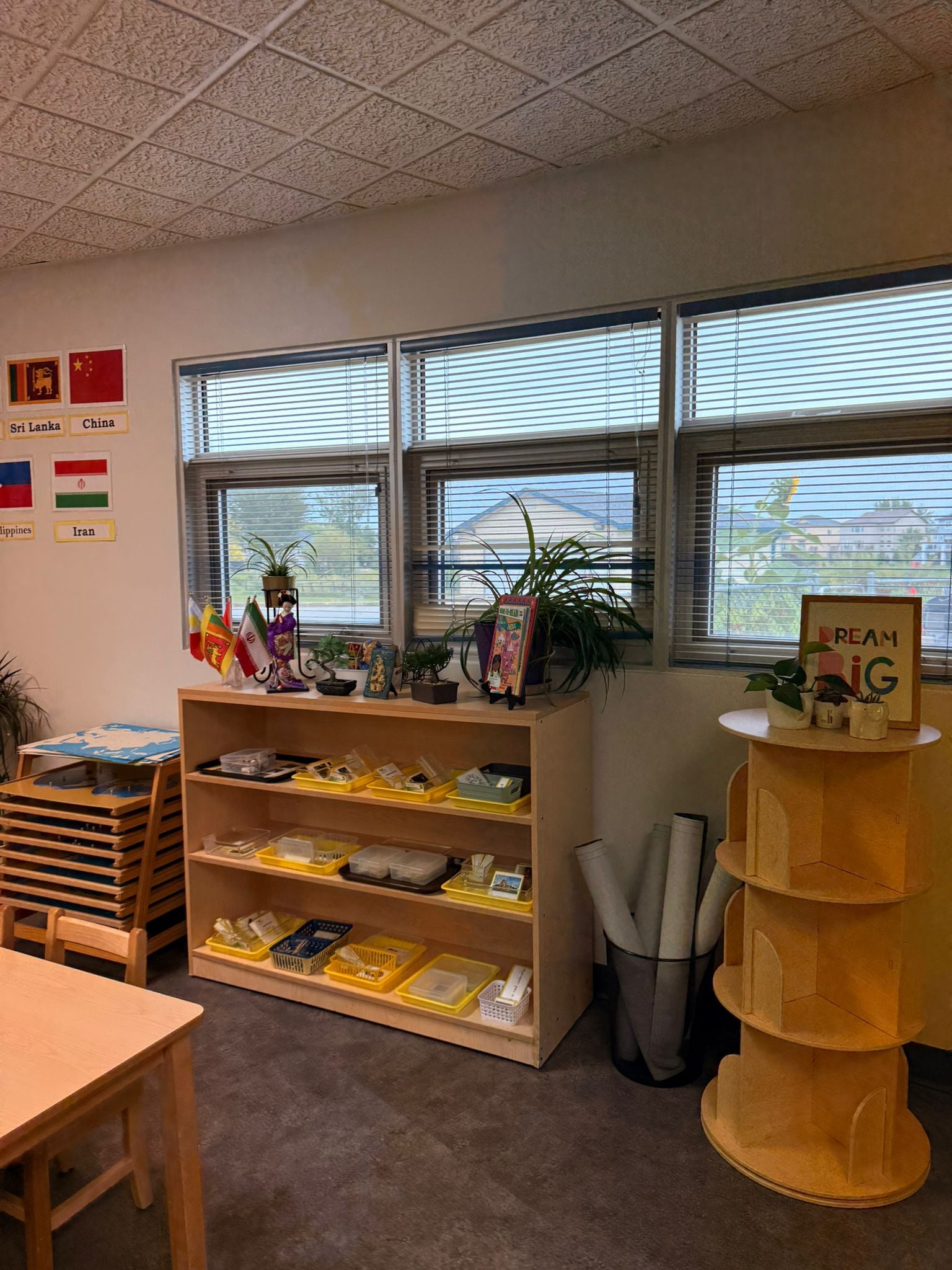 Books and materials under the flags